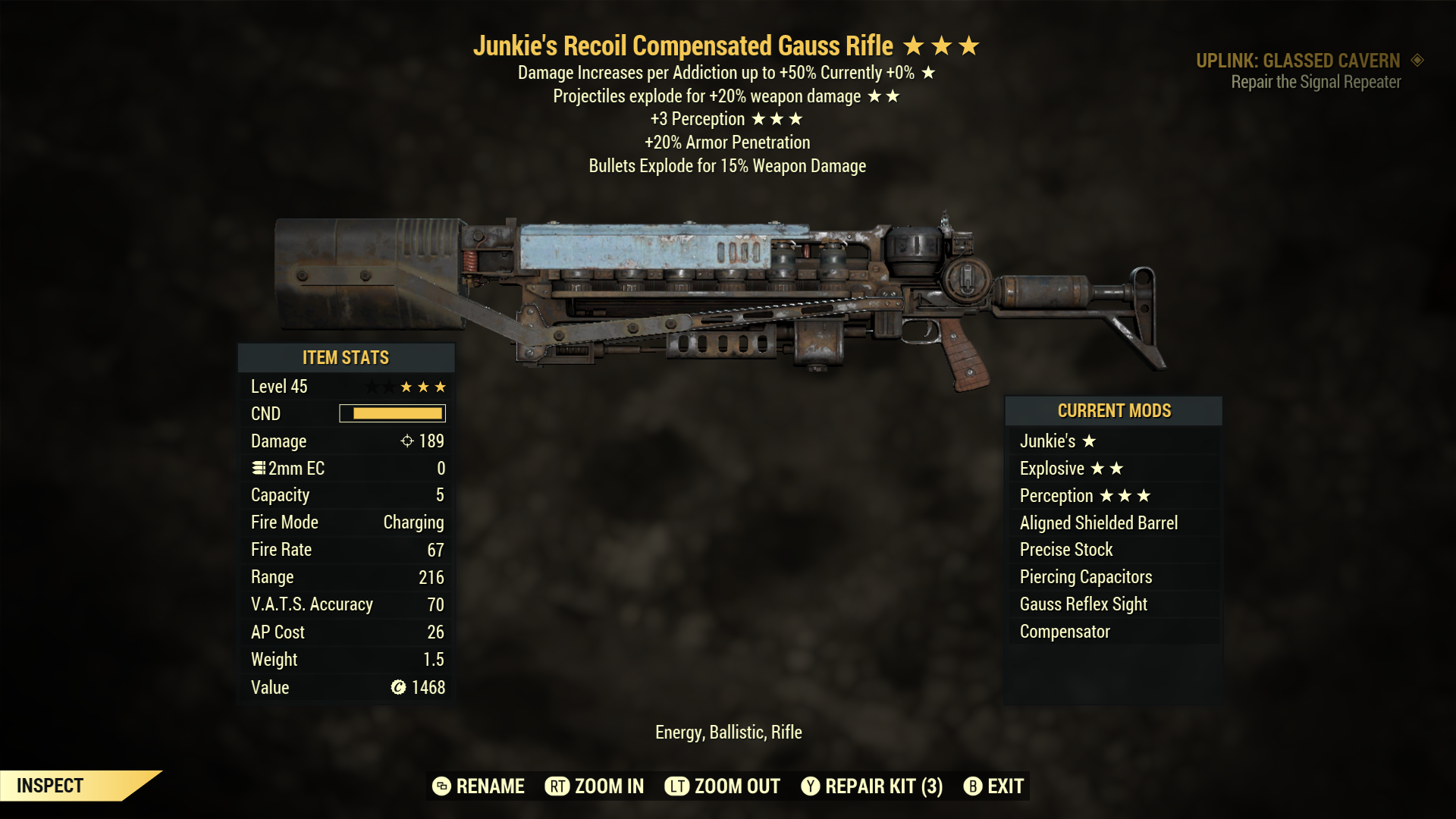 Junkie's【Explosive + Perception】Gauss Rifle